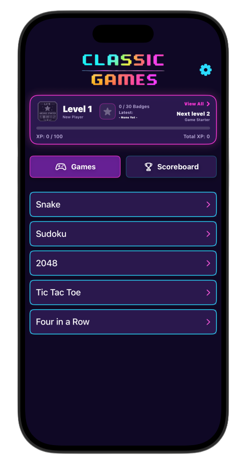 Classic Games arcade theme